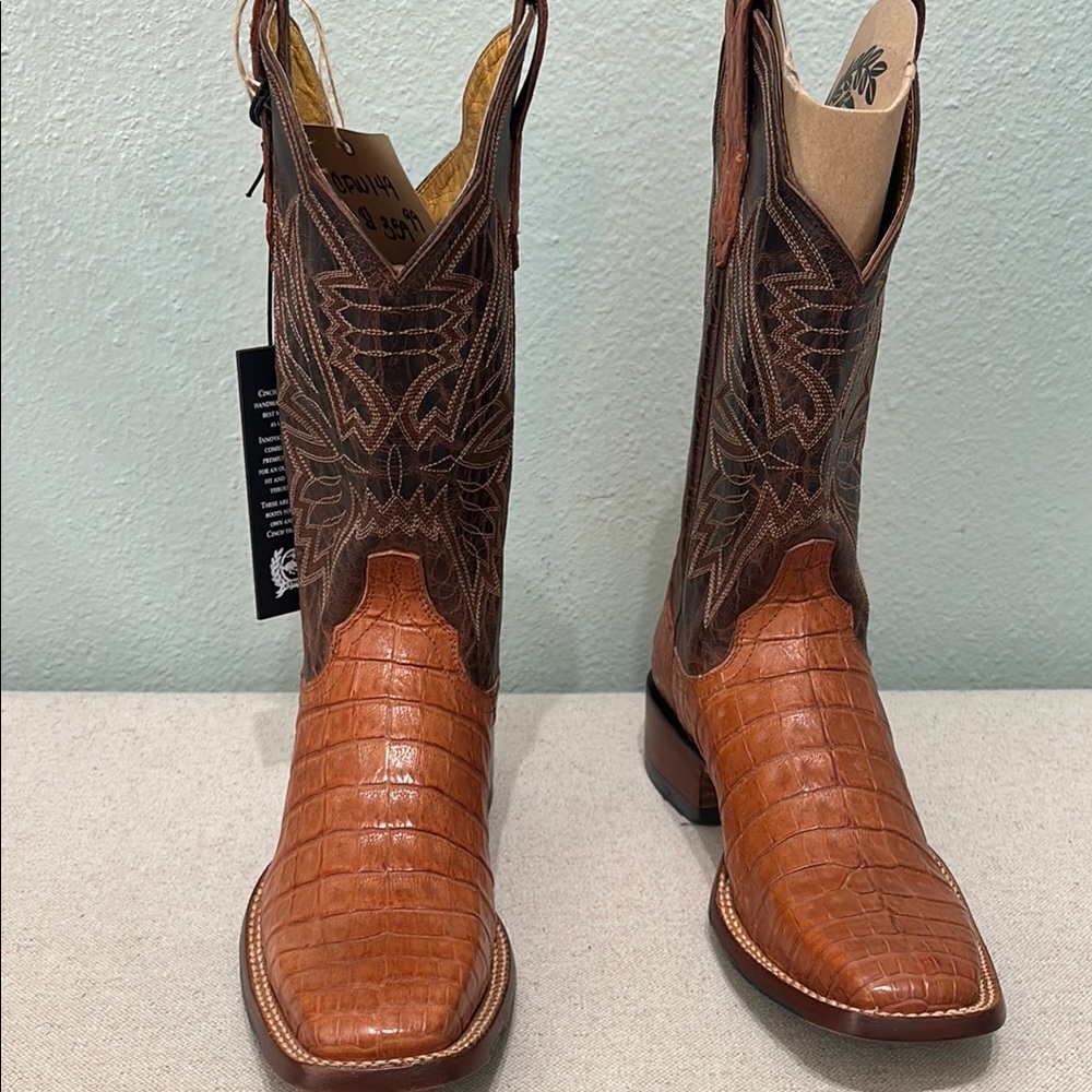 Cinch Brown and Tan Western Boots exotic leather - Picture 3 of 9